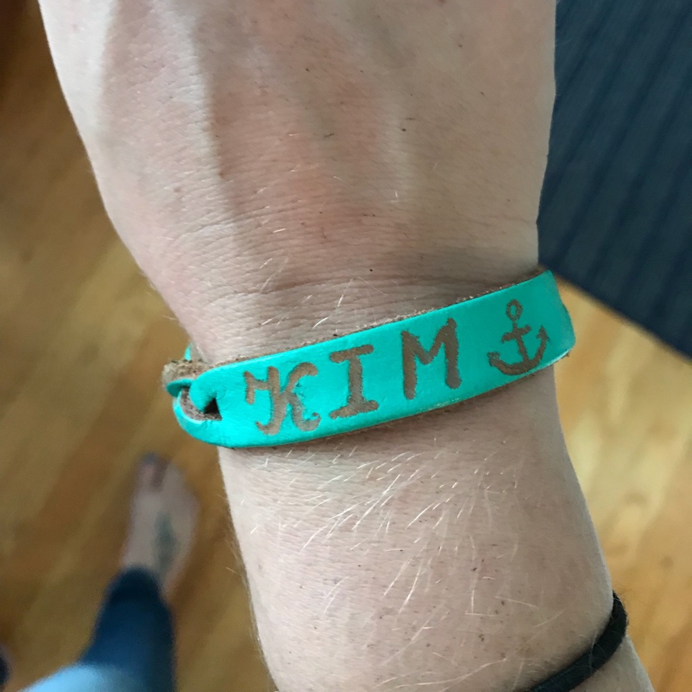 kim anchor bracelet leather light green gift friendship her nautical sea beach